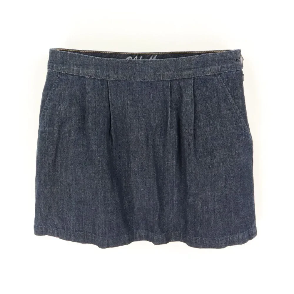 Old Navy Short Pleated Jean Skirt Womens Size 10 Blue Dark‎ Wash Denim Pockets